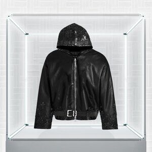 Chrome Hearts Leather "F**K YOU" Cross Patch Hoodie